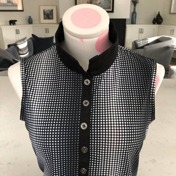 Greg Norman Collection Sleeveless Polka Dot Polo Dress w Pockets Black Wht Sz S - Picture 4 of 12